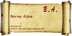 Boros Ajna névjegykártya